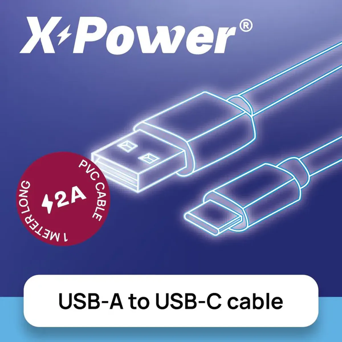 X-Power USB-C til USB-A ladekabel